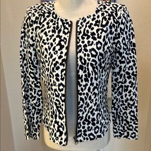 J Crew Stylish Navy and White Leopard Print Women's Jacket